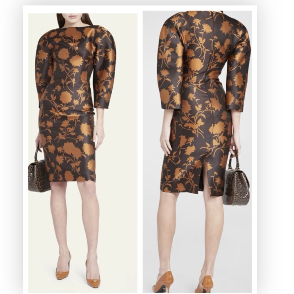 NWT VERSACE Double Duchesse Floral-print Silk Cocktail Dress size 36 $3525 - Picture 2 of 10
